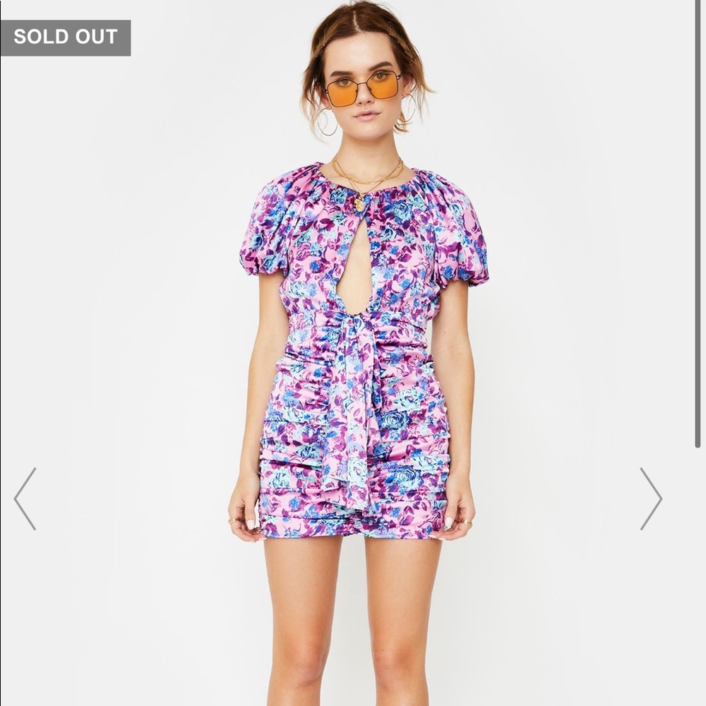 For Love & Lemons TAHITI RUCHED MINI DRESS